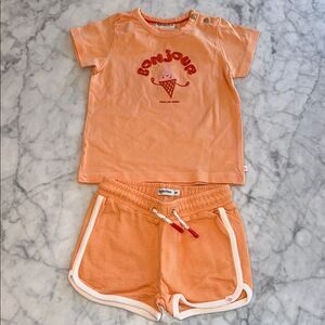 Babyface Orange Bonjour T-Shirt and Shorts Set 12/18M